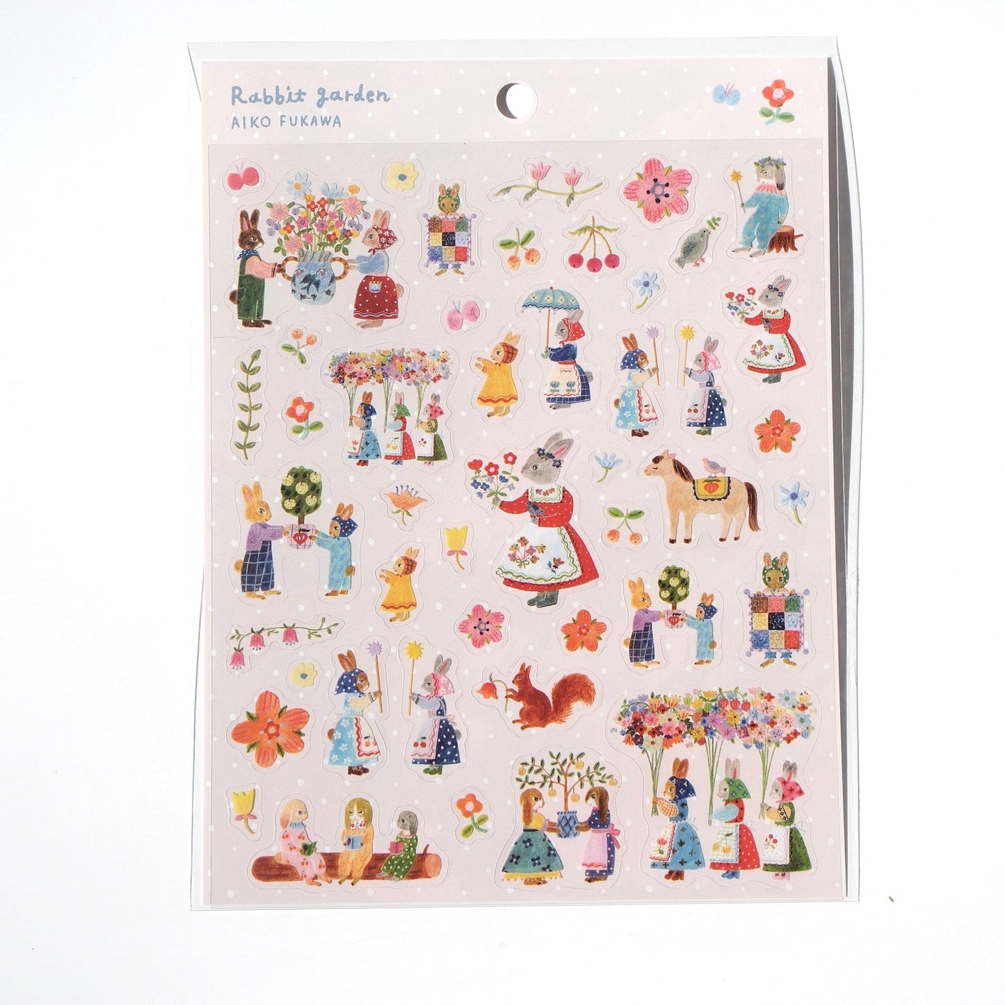 Sheet of colorful stickers with illustrations on a white background