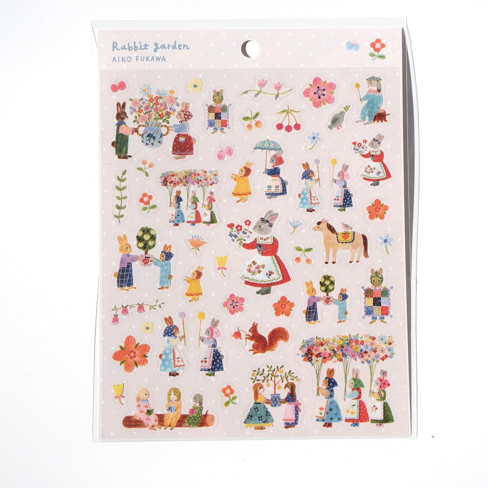 Sheet of colorful stickers with illustrations on a white background
