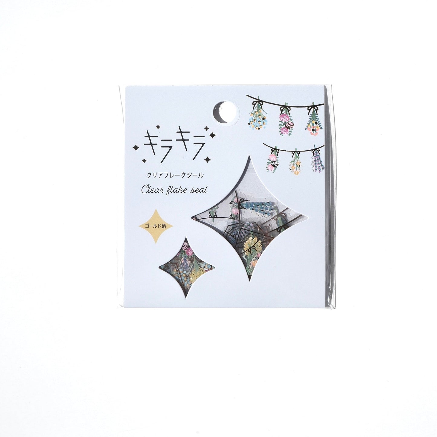 clear flake stickers dried flower