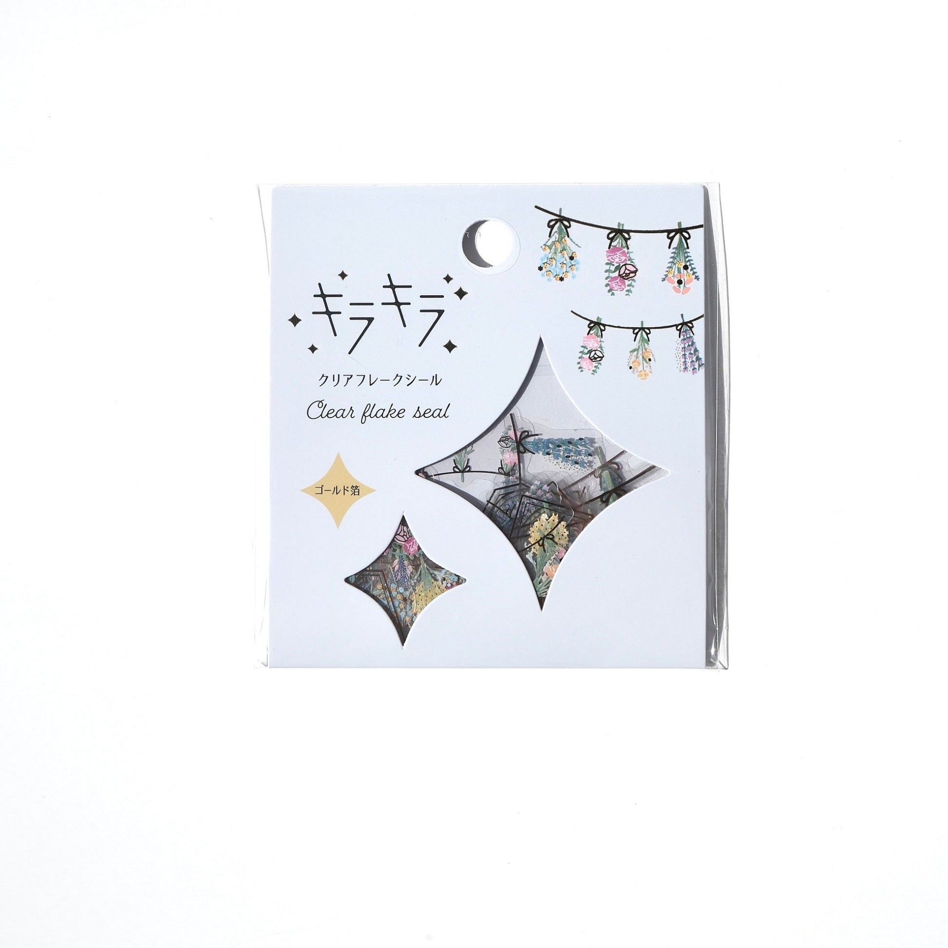 clear flake stickers dried flower