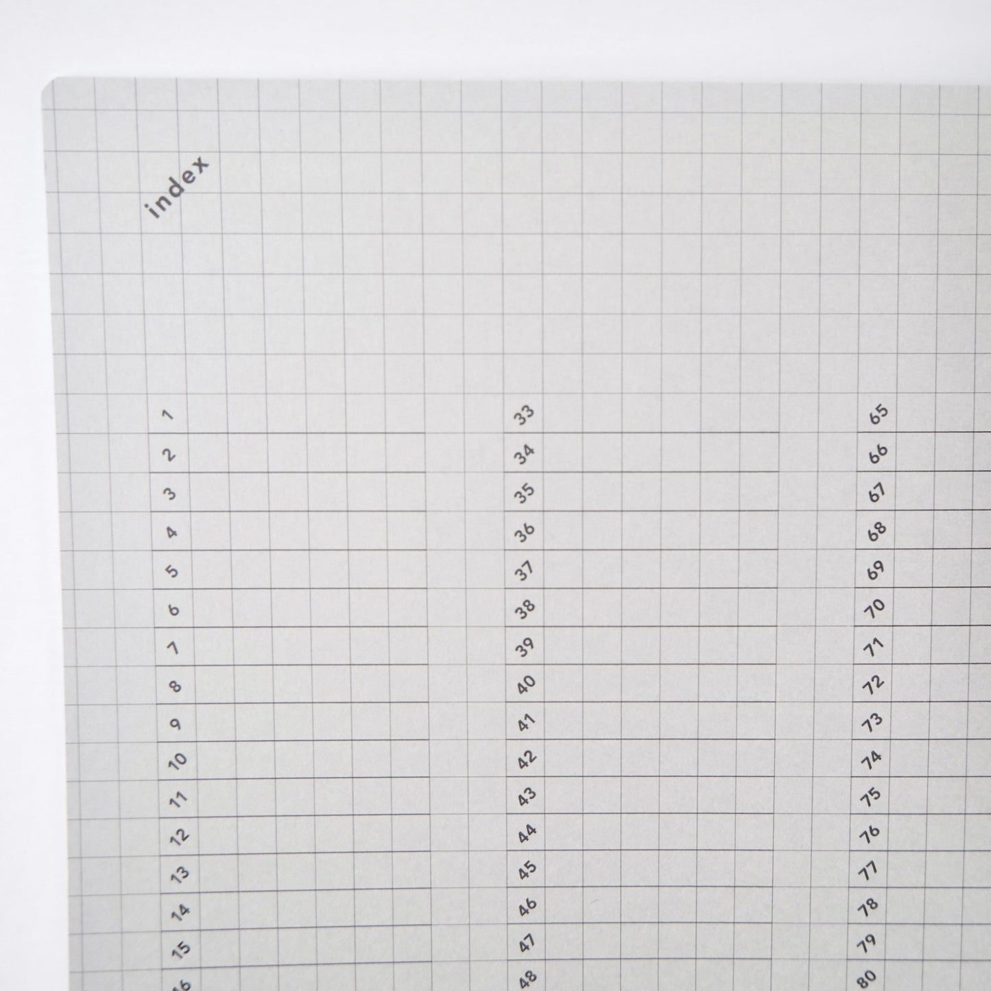 grid notebook with number index