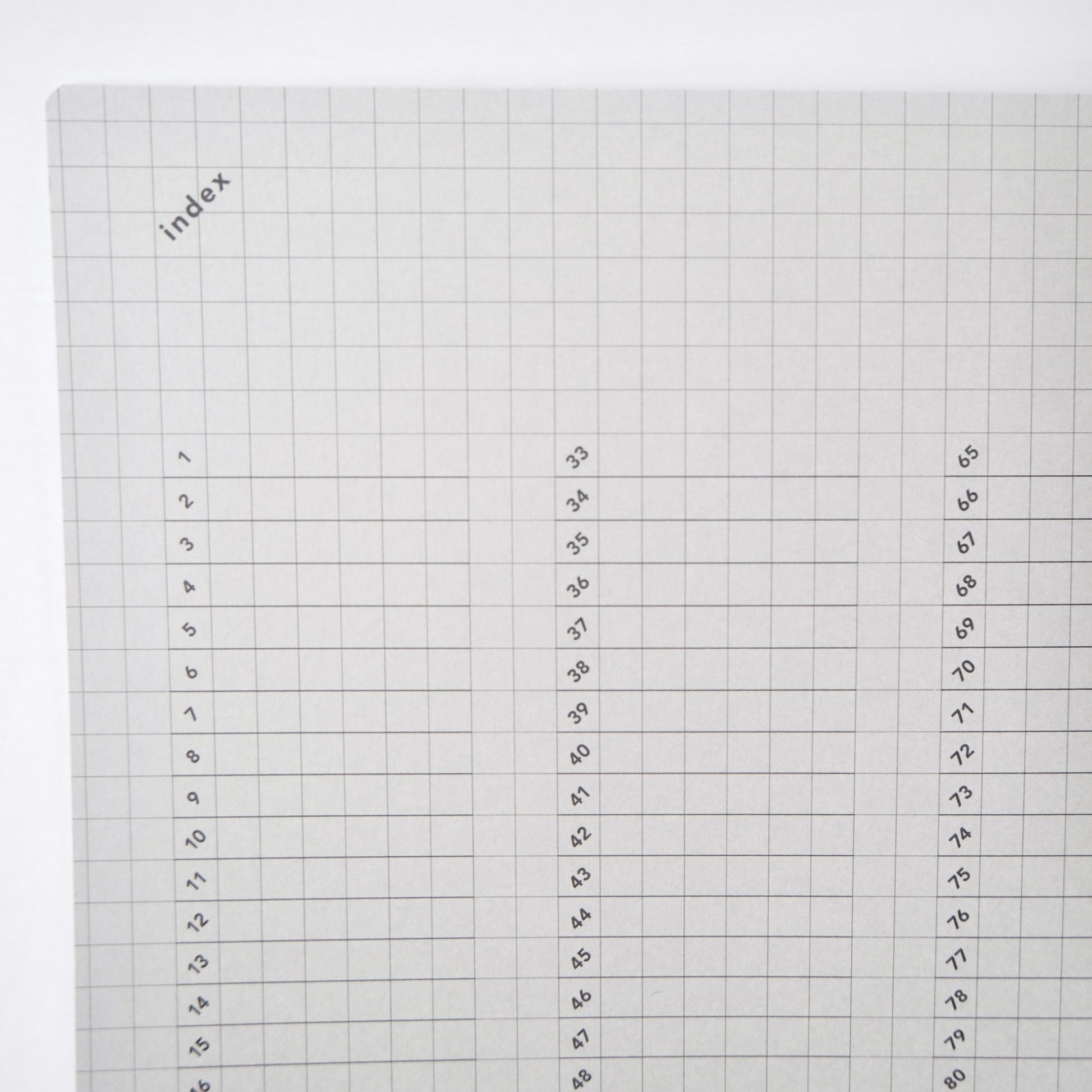 grid notebook with number index