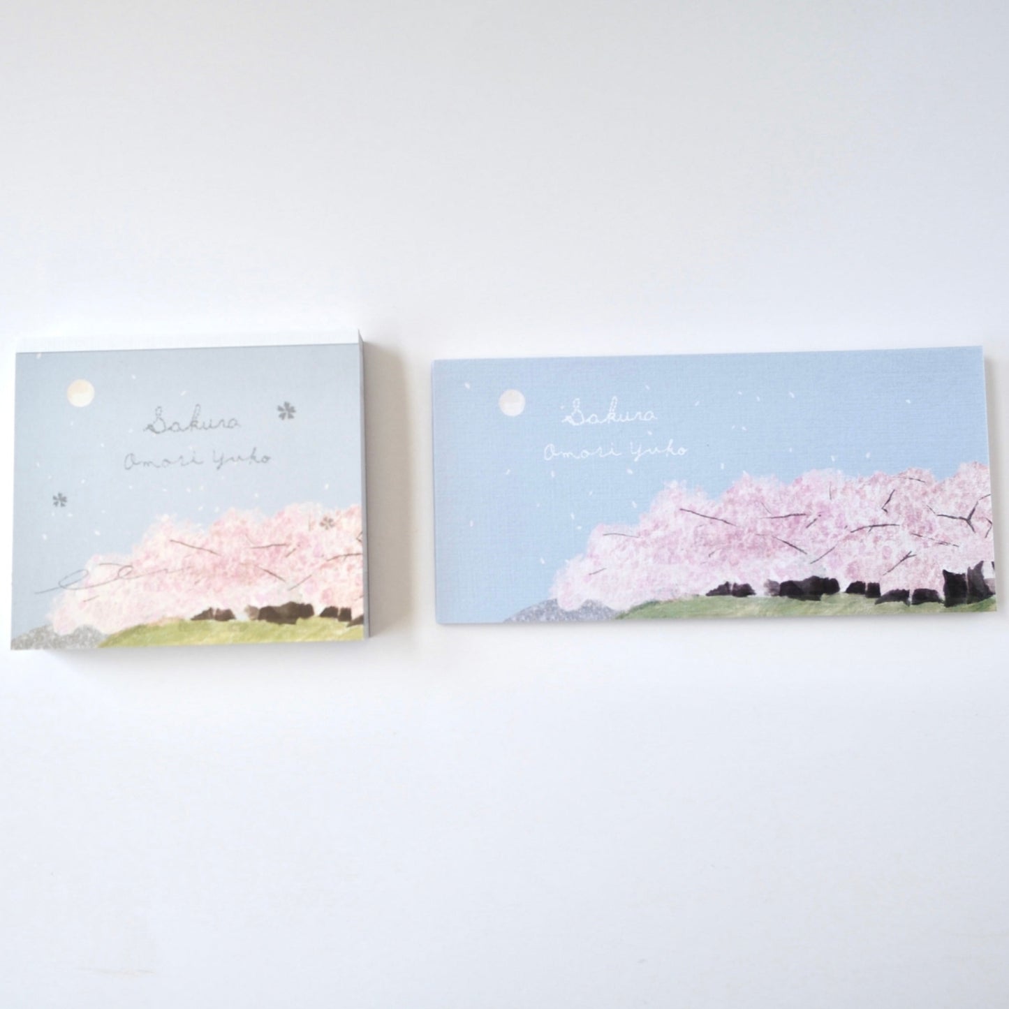 memo block pad and ippitsusen letter pad with Sakura design by Omori Yuko
