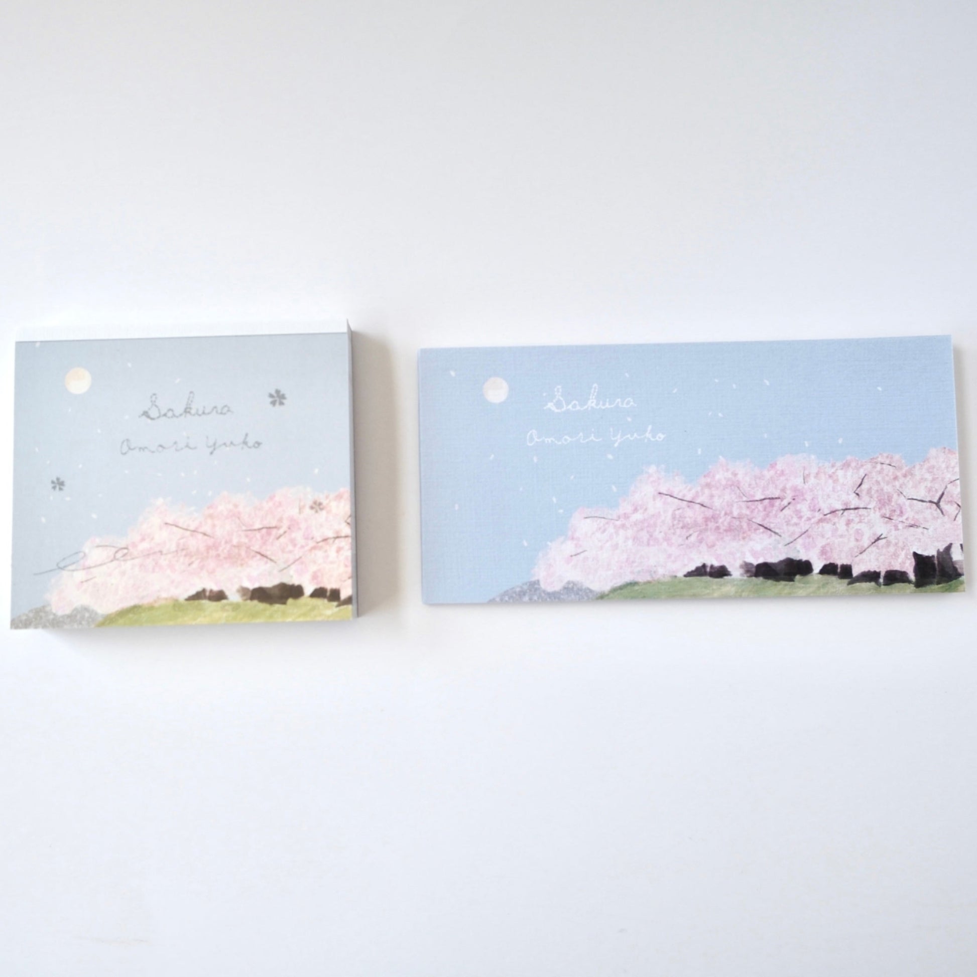 memo block pad and ippitsusen letter pad with Sakura design by Omori Yuko
