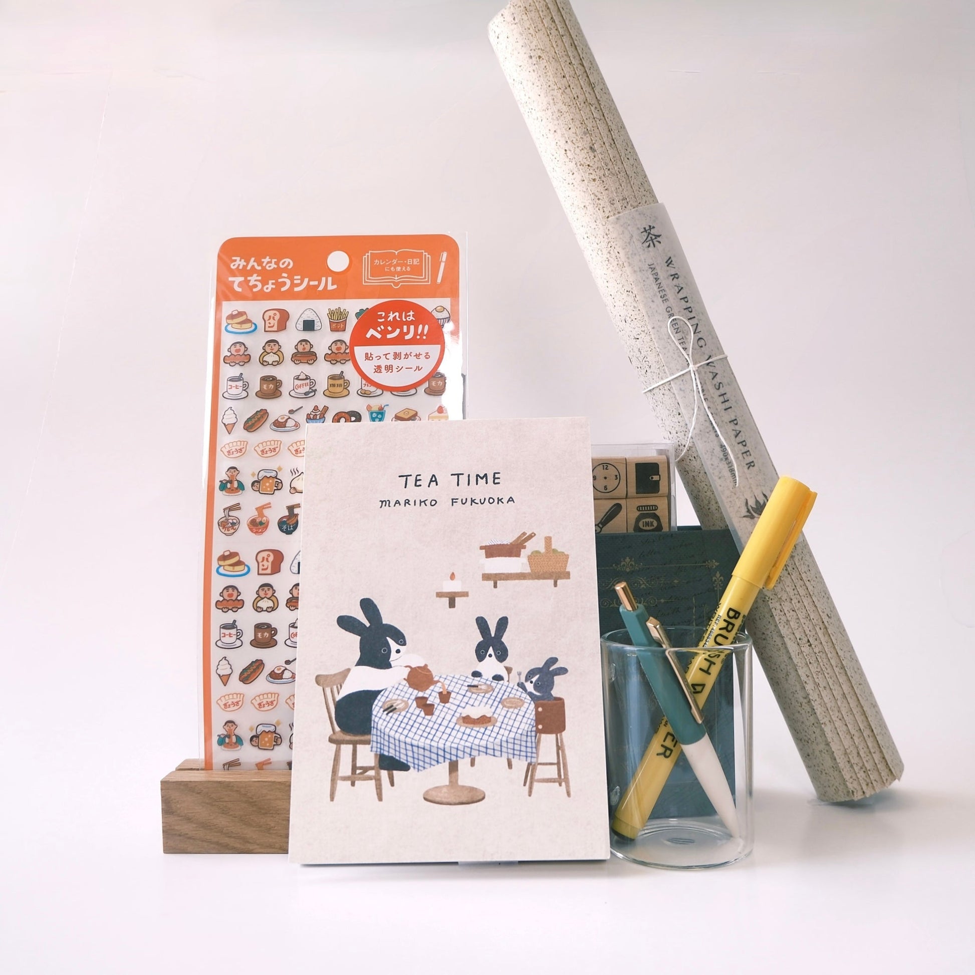 hightide planner sticker wacca wrapping washi paper tea time postcard note kodomo no kao stamp anterique mini gel pen hightide brush writer pen

