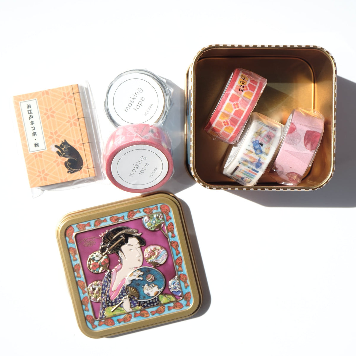 oedo neko kan tin masking tape add on full product box open